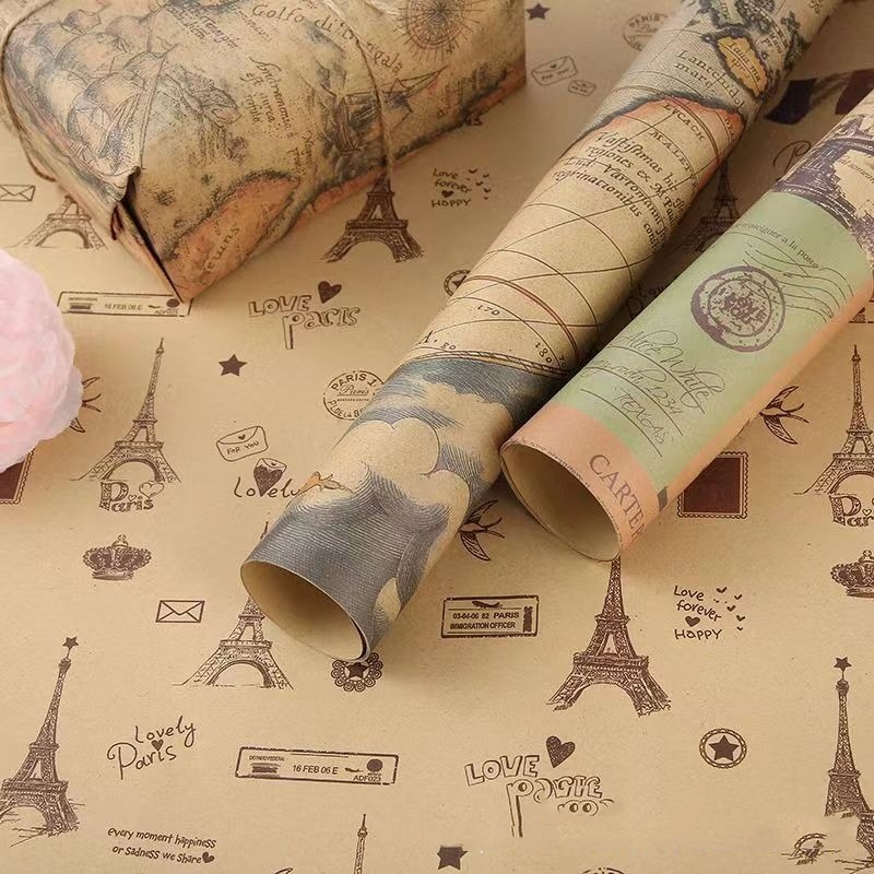 Papel de Embrulho Vintage Esti - Flower Wrap Kraft avaliação e preço