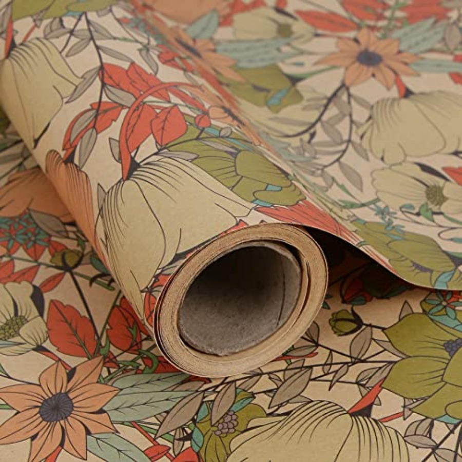 Rolo de Papel Kraft Floral par - Flower Wrap Kraft avaliação e preço