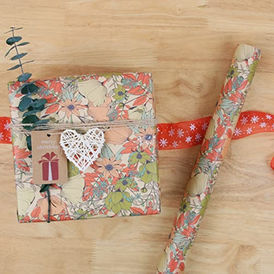 Rolo de Papel Kraft Floral par - Flower Wrap Kraft avaliação e preço